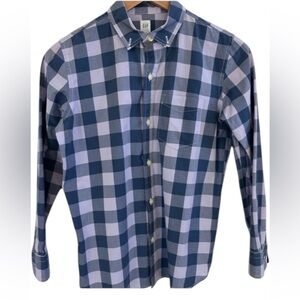GAP Men's Navy and Light Blue Plaid Shirt